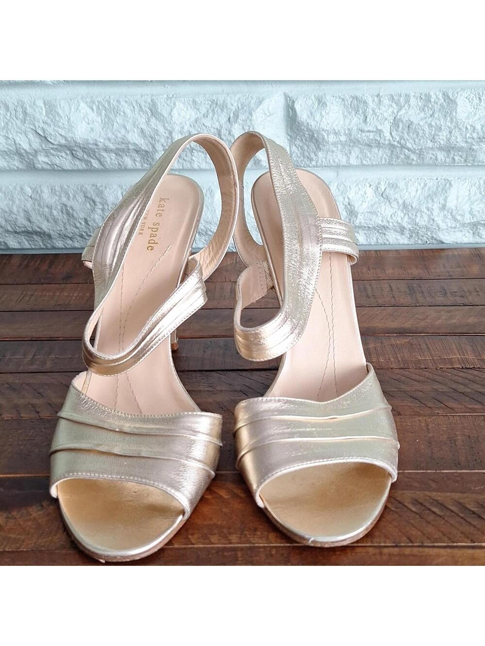 Kate Spade Shiny Nude Open Toe Heel Size 9 - Picture 3 of 9